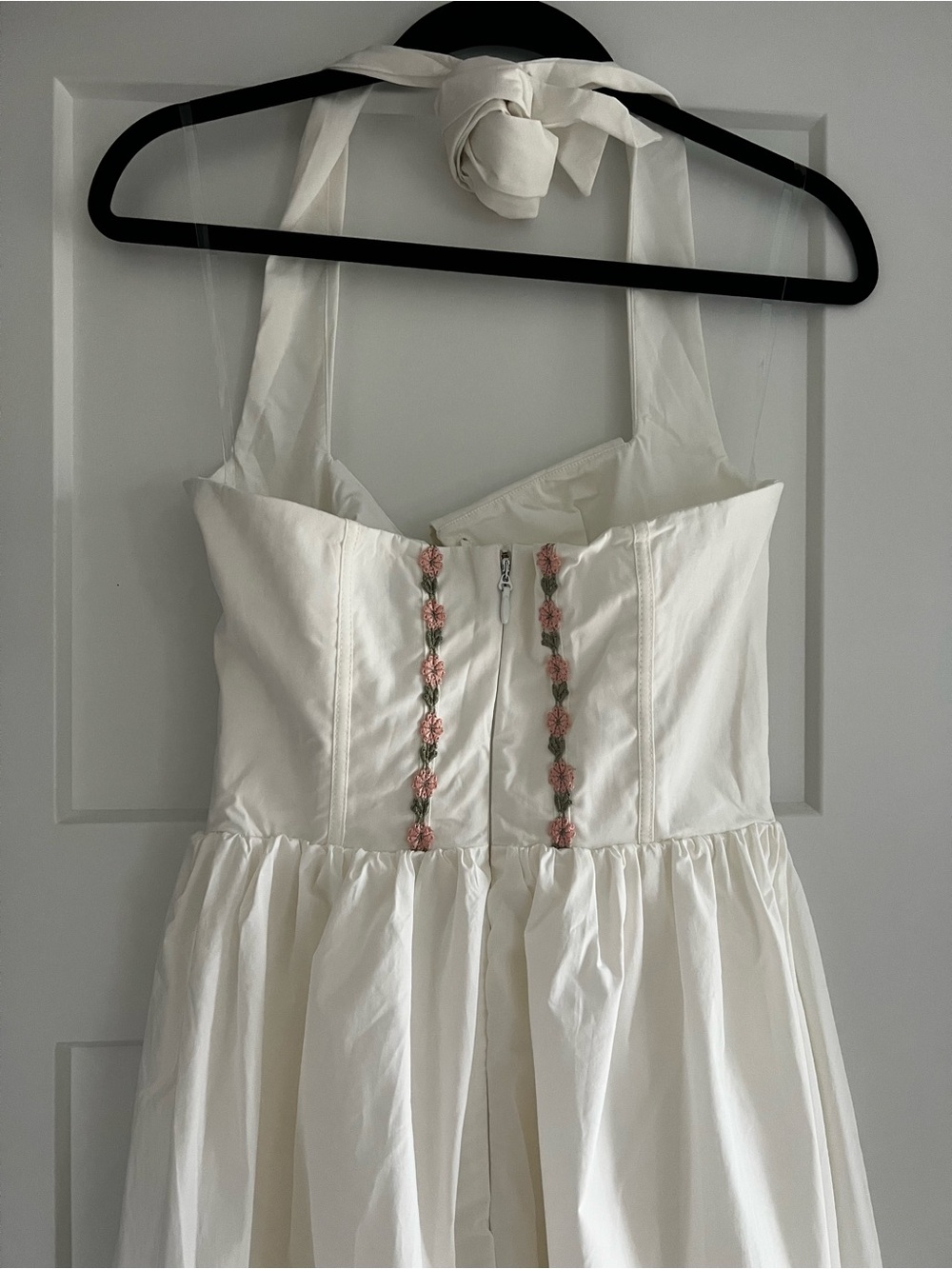 House of CB White Midi Halter Dress with Pink Floral Trim - Picture 11 of 14